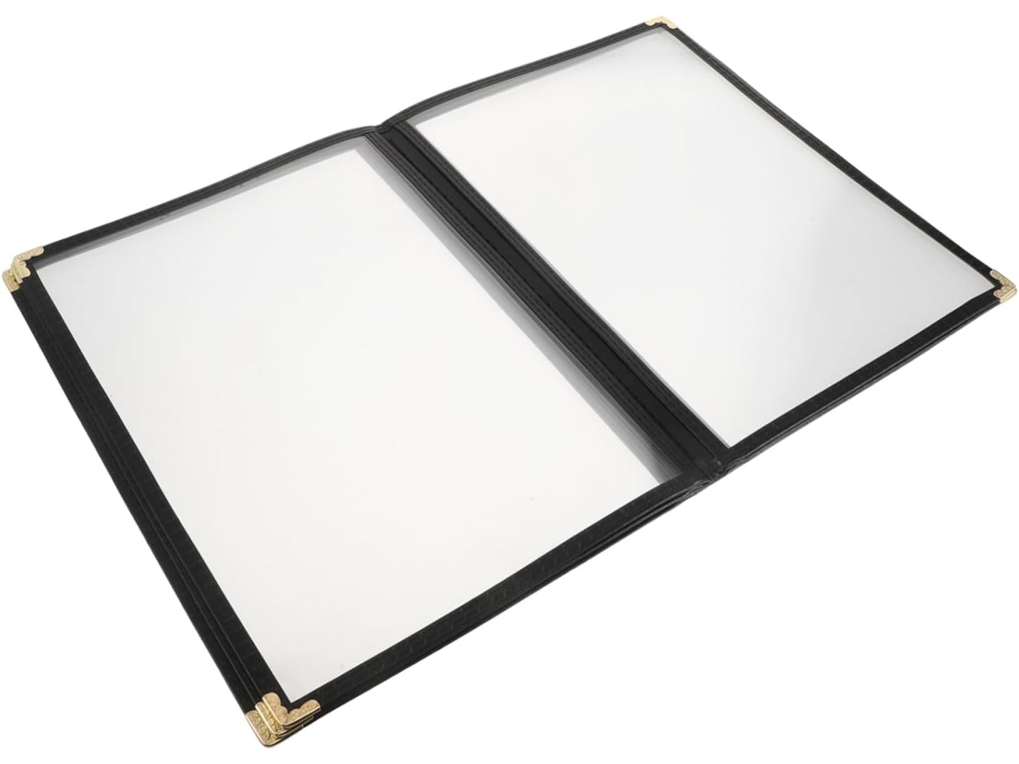Pasta Cardápio Kichvoe A4 Em Pvc Transparente, 6 Páginas 12 Lados, Encadernação Com Folhas Soltas, Capa Flexível E