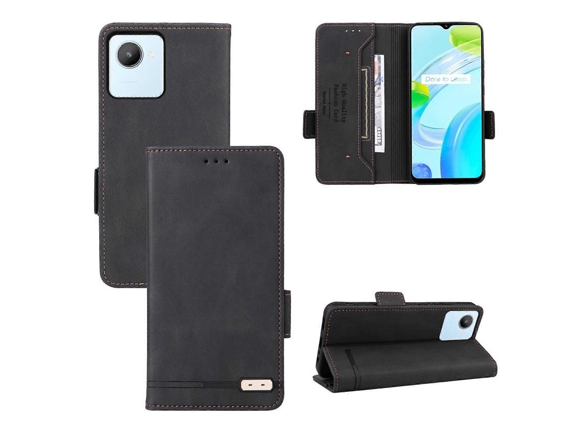 Capa De Couro Flip Com Fecho Magnético Para Realme C30