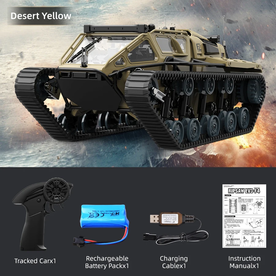 Tanque de Controle Remoto , Brinquedo Modelo Sem Fio, Presente para Crianças MDUG (amarelo)
