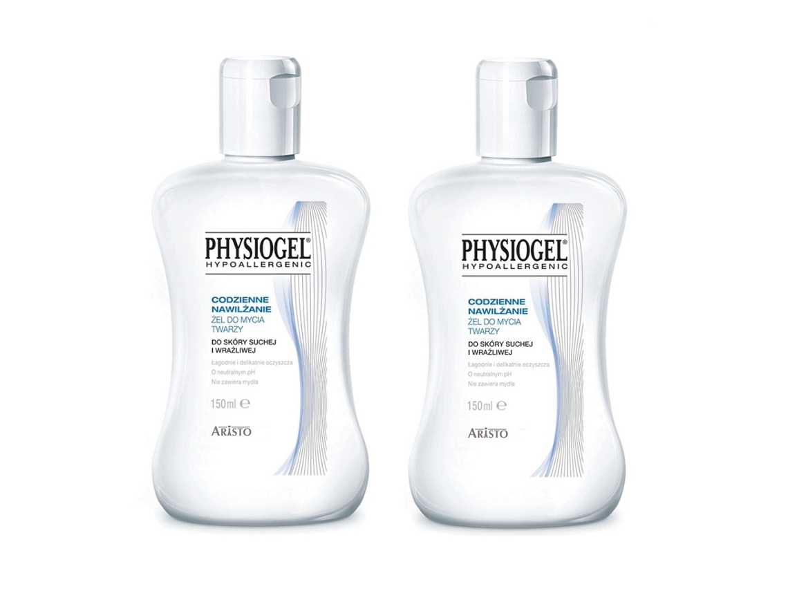 Duo de limpeza facial hidratante, pacote com 2 unidades de 150 ml, Physiogel