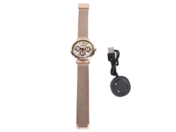 Aetheria relógio Inteligente Touch Hd 1.43 Polegadas Ip67 Rastreador de Atividade Aço Dourado com Pulseira