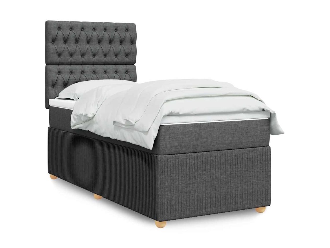 Vidaxl Cama Com Molas/colchão 90x190 Cm Tecido Cinza-escuro