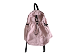 Mochila Versátil Com Cordão, Grande Capacidade, Ideal Para Meninas, Universitárias E Estudantes, Bolsa De Nylon Estilo Coreano, Rosa.