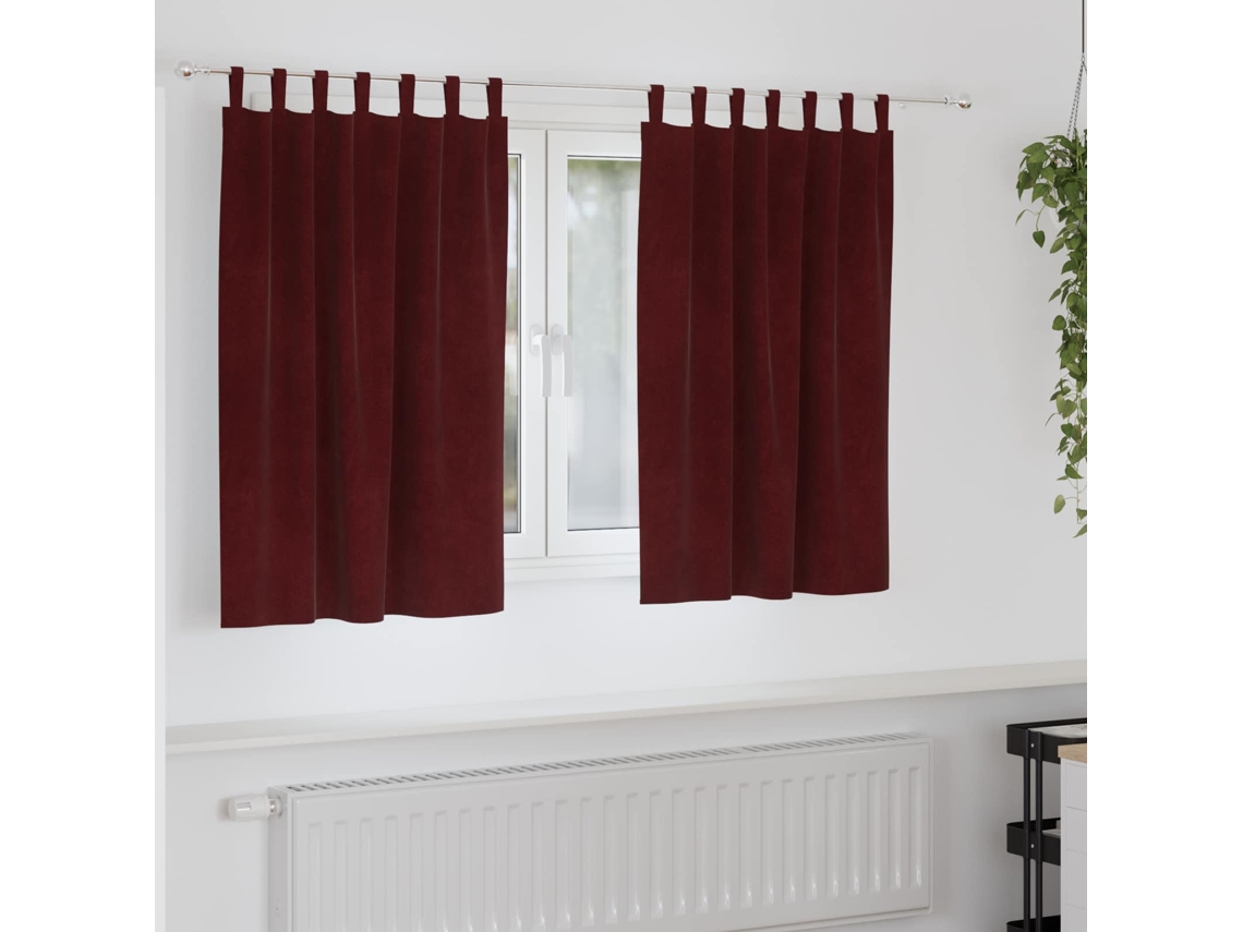 Vidaxl Cortinas Opacas 2 Pcs Vinho Vermelho 140 X 140 Cm Veludo