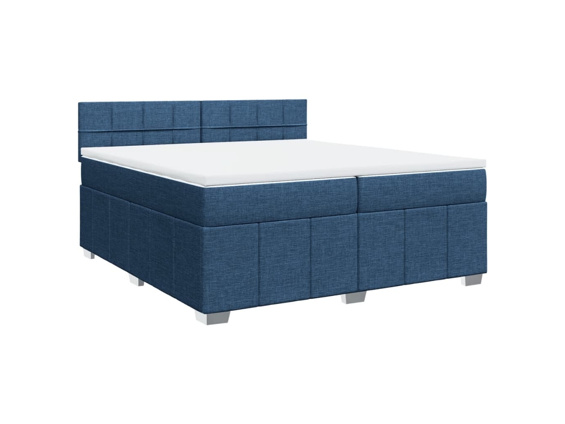 Cama com Molas/colchão 200x200 Cm Tecido Azul MAISON EXCLUSIVE