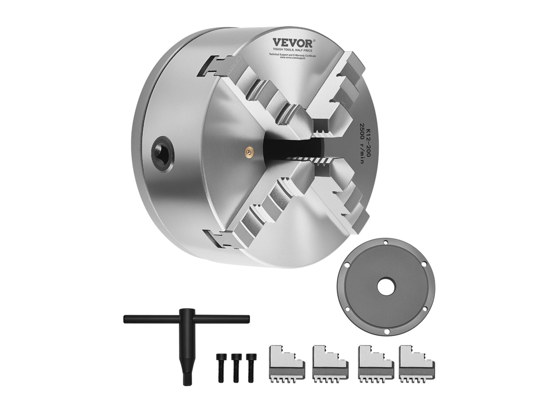 Mandril De Torno Vevor De 200 Mm E 4 Garras, Intervalo De Fixação De 4 200 Mm