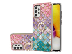 Capa De Tpu Imd Com Padrão Galvanizado E Suporte De Anel De Strass Para Samsung Galaxy A72 4g/5g