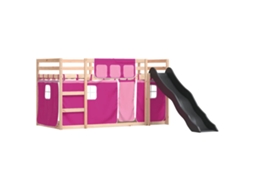 Beliche com Escorrega e Cortinas 80x200 Cm Rosa MAISON EXCLUSIVE