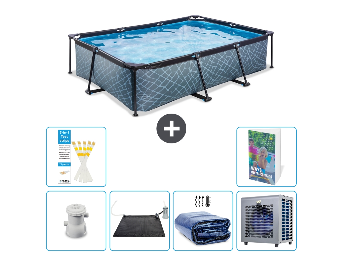 Exit-toys Piscina Exit Retangular - Efeito Pedra - 300x200x65 Cm - 7-peças S216