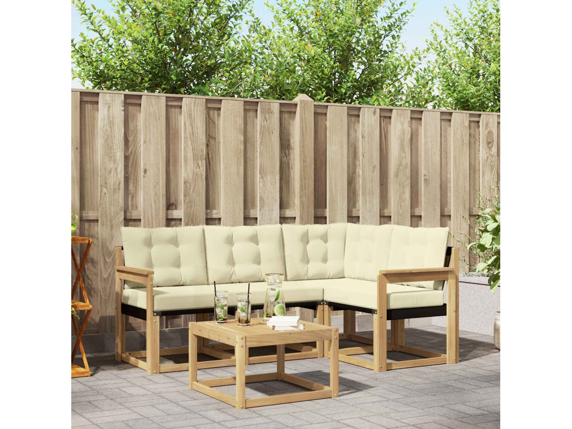 Vidaxl Conjunto De Sofás Para Exterior 5 Unid. Branco E Creme