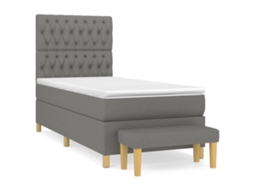 Cama com Molas e Colchão Tecido Cinzento Escuro MAISON EXCLUSIVE (90x200 cm)