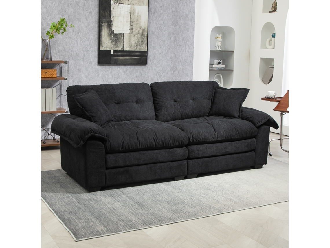 Sofá confortável de chenille com 2 lugares.
