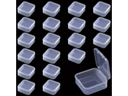 Conjunto De 20 Pequenas Caixas Plásticas Transparentes Com Tampa Quadrada. Ideais Para Guardar Miçangas, Joias E Comprimidos. Brilvibera