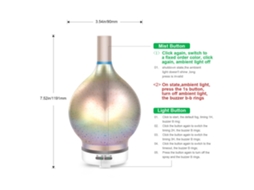 Difusor de óleos essenciais com LED e efeito de fogos de artifício 3D, umidificador ultrassônico