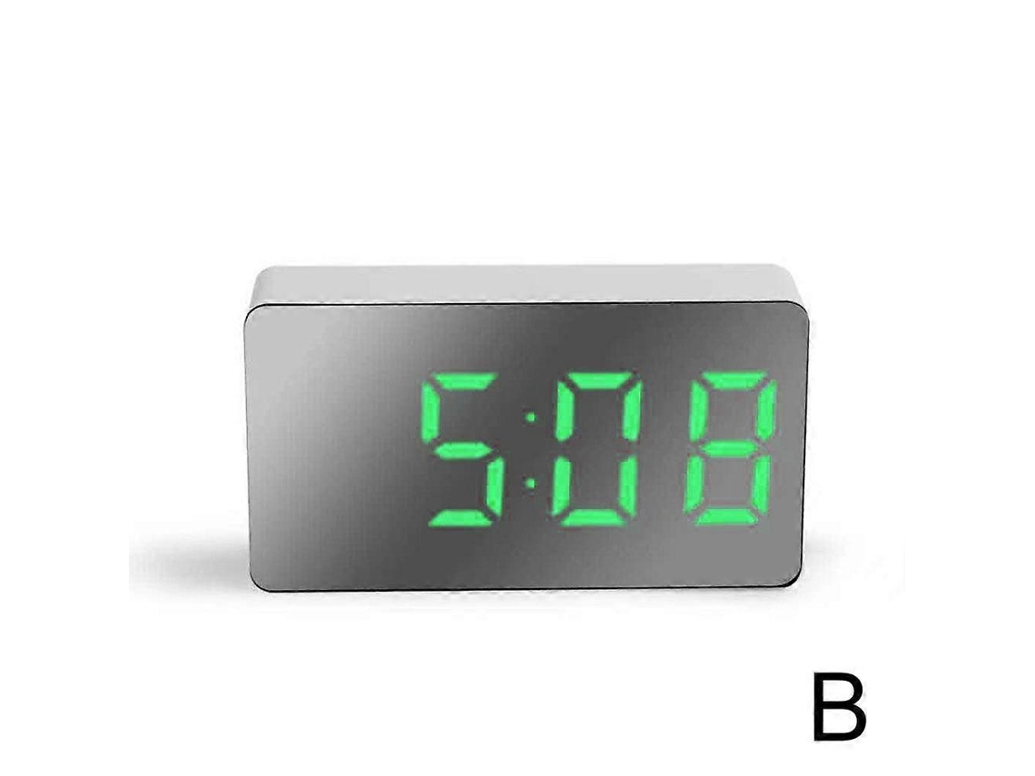 Mini Led Mirror Clock Electronic Digital Travel Clock Practical Clock Portablegreen