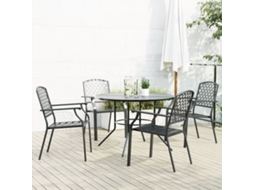 Vidaxl Conj. Cadeiras Jardim Encastrar 5pcs Aço Revestido Pó Antracite
