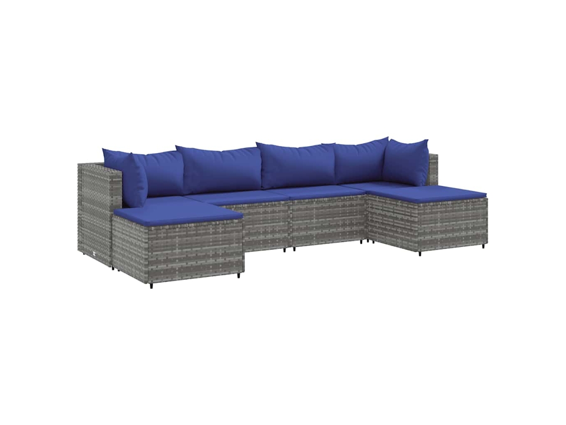 Conjunto de lounge com 6 peças e almofadões em vime cinzento MAISON EXCLUSIVE