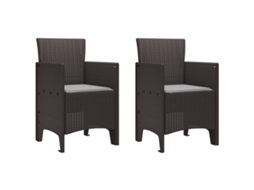 Conjunto 2 Cadeira Moderna Vidaxl Castanho Polipropileno (53 X 49 X 85 Cm)