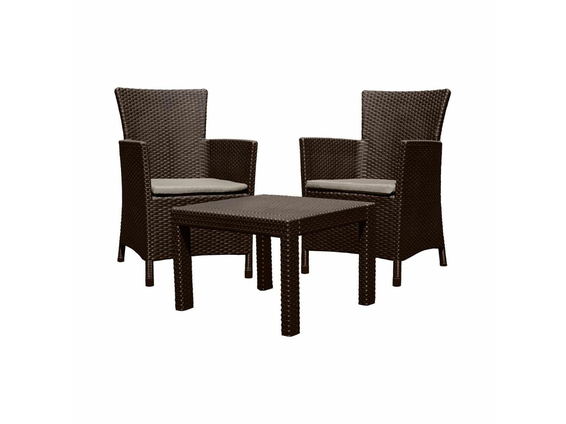 Conjunto de móveis de jardim Keter Rosario Brown 2 poltronas mesa Curver/keter