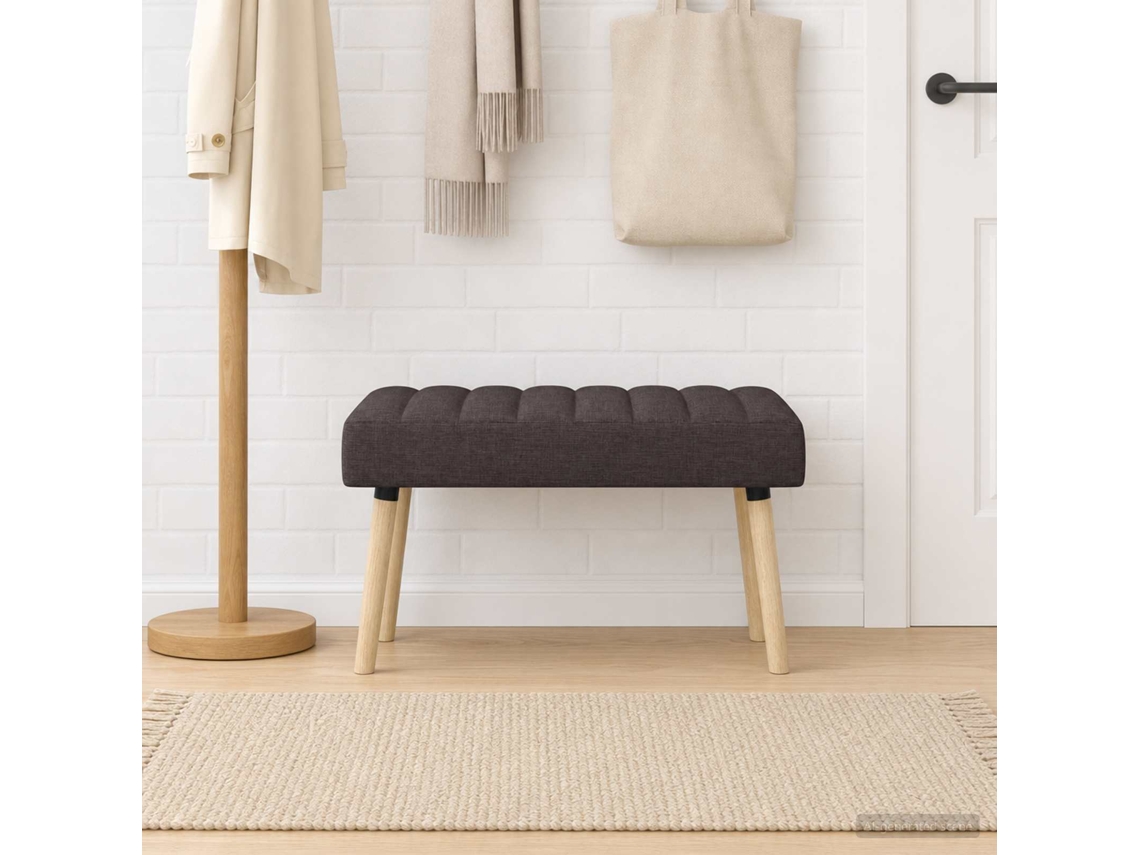 Vidaxl Banco Com Tufting Em Canal Marrom Escuro 80 X 40 X 46 Cm Tecido