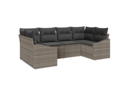 Conjunto 6 Sofá De Jardim Vidaxl Cinzento Vime Pe (234 X 123,5 X 85 Cm)