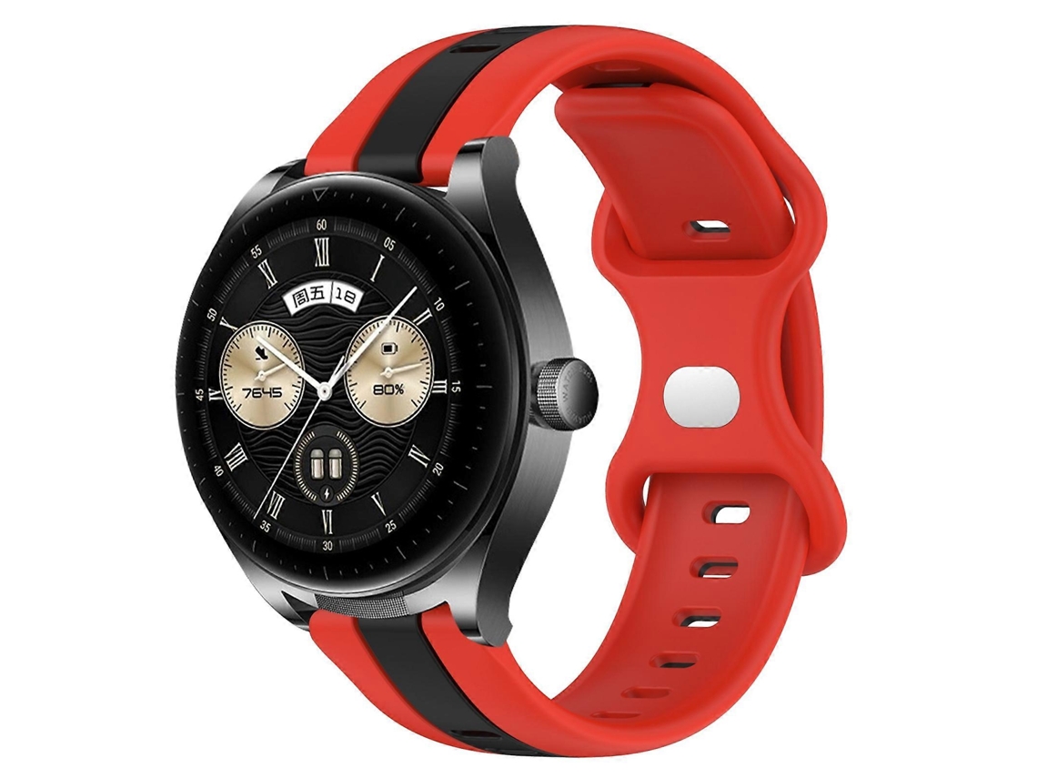 Pulseira De Silicone Bicolor Com Fecho Borboleta De 20 Mm Para Huawei Watch Buds