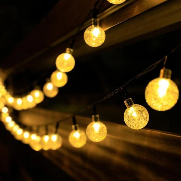 50 Luzes Solares Led Para Exterior, 7m, 8 Modos De Iluminação, À Prova D'água, Com Sensor De Luz, Bola De Cristal, Luz Branca Quente, Decoração Solar