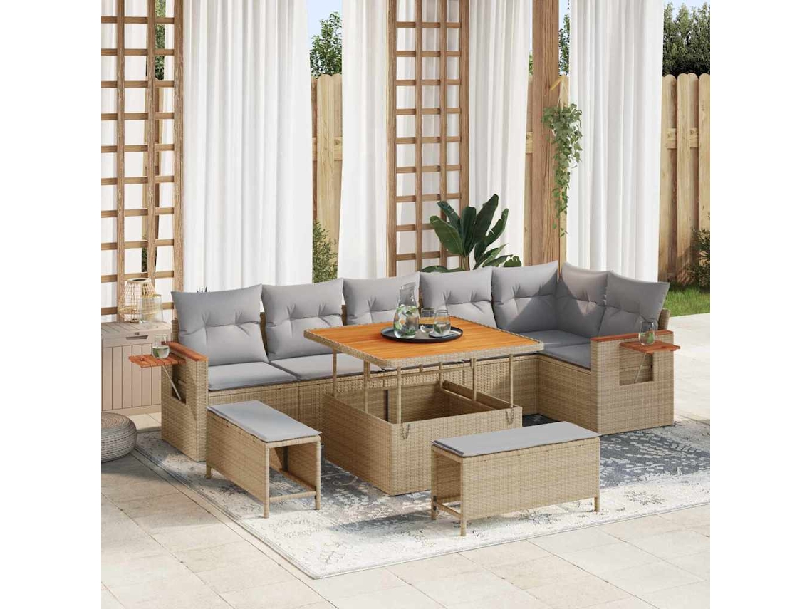 Vidaxl Conjunto De Sofá De Jardim 11 Unid. 9-número De Lugares