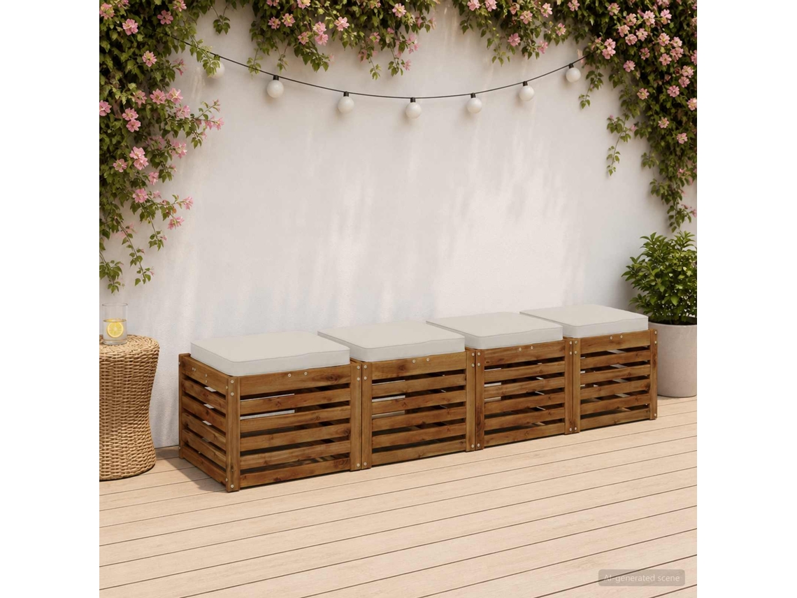 Vidaxl Almofadas De Assento De 4 Peças Vught 4 Pcs 100% Poliéster