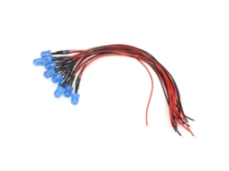 50 Pçs De Leds Brilhantes 12v 8mm Com Fio 20cm 26awg - Azul Azul