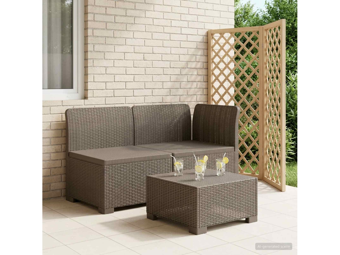 Vidaxl Sofá De Jardim 2 Lugares Look Rattan Pp Cinzento-claro