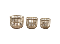 Conjunto de 3 Cestos de Fibra de Milho Natural Marrom, 39x39x32cm ALEXANDRA HOUSE LIVING
