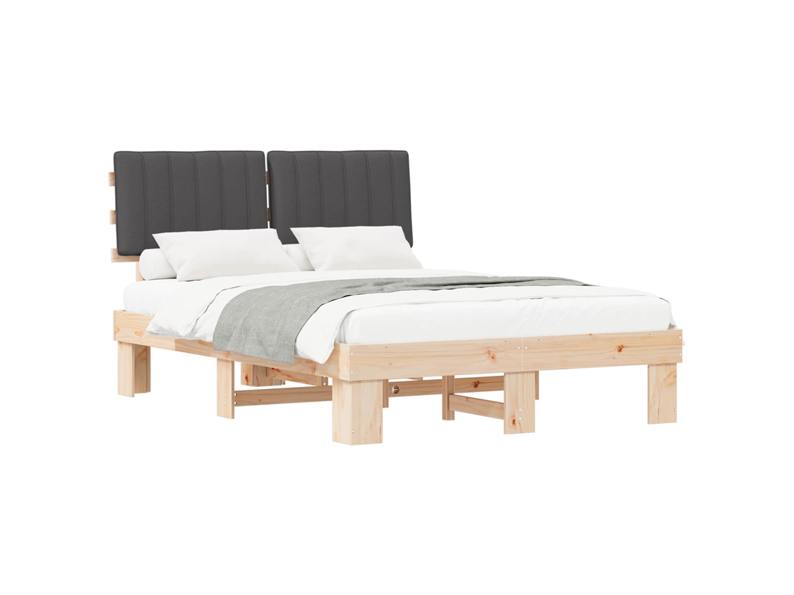 Estrutura de Cama com Cabeceira Estofada Cinza Escuro MAISON EXCLUSIVE
