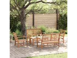 Vidaxl Conjunto De Sofá De Jardim 5 Pcs Natural Madeira De Teca Sólida