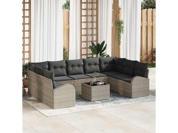 Vidaxl Conjunto De Sofá De Jardim 10 Unid. Cinzento-claro Vime Pe
