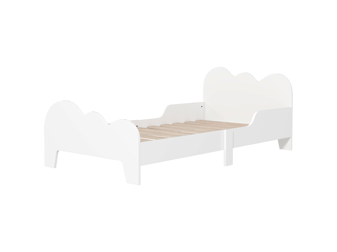 Cama +3 Anos Tema Nuvem Estrutura Infantil Rampa Carga 80 Kg Branco 140x70 Cm