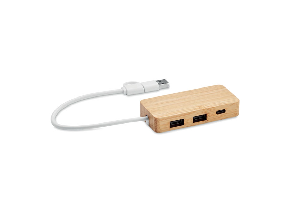 Hub Usb de 3 Puertos de Bambú MIDOCEAN