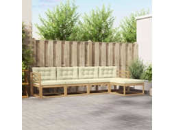 Vidaxl Conjunto De Sofás Para Exterior 4 Pcs Branco E Creme Poliéster