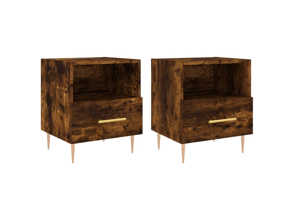 Bedside Cabinet, Bedside Cabinets Vidaxl Marrom Madeira Processada (n/a)