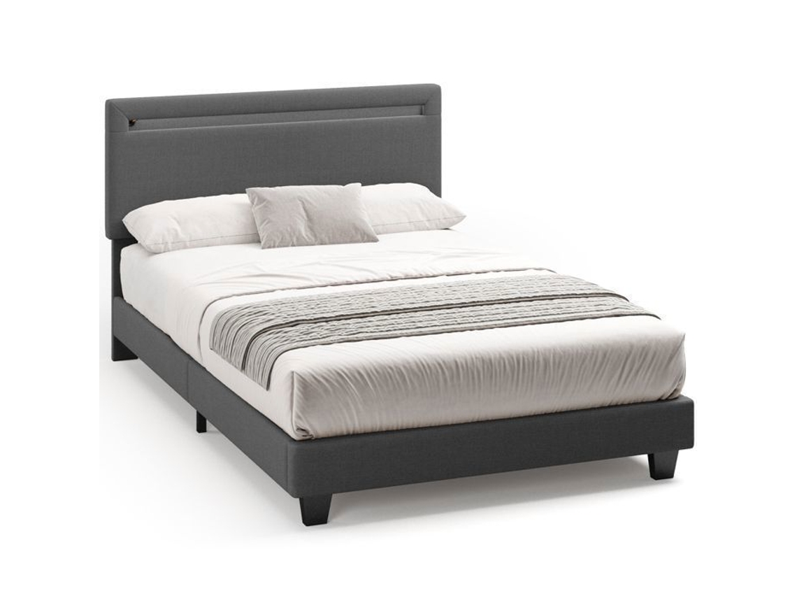Estrutura de cama robusta - LED ajustável - Cinzento escuro - 1 lugar - 120 x 200 cm