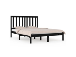 Bed Frame, Bed Frames Vidaxl Preto Madeira De Pinho (140 X 190 Cm)
