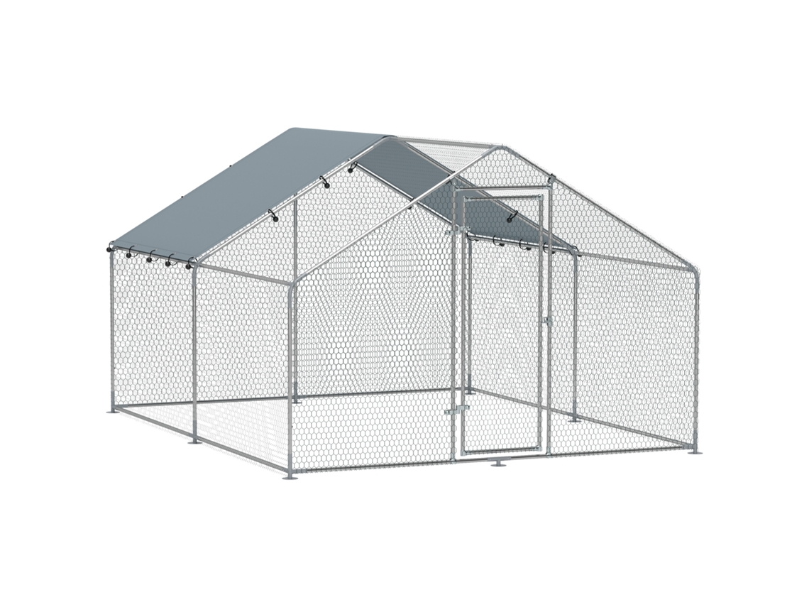 Galinheiro de Metal para 10-15 Galinhas com Cobertura Impermeável 3x3,4x1,9m S/MARCA