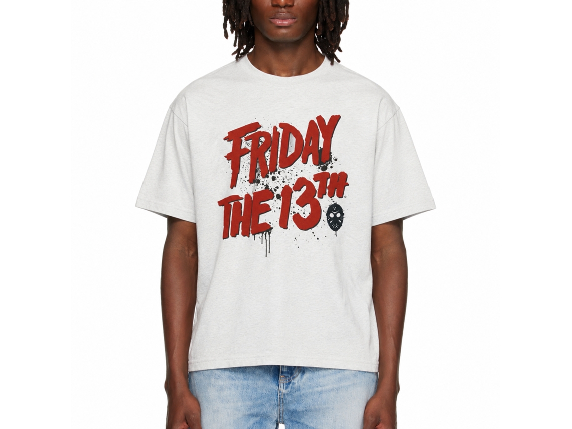Rockinstone Friday The 13th Splash Logo White T-shirt Size:xxl