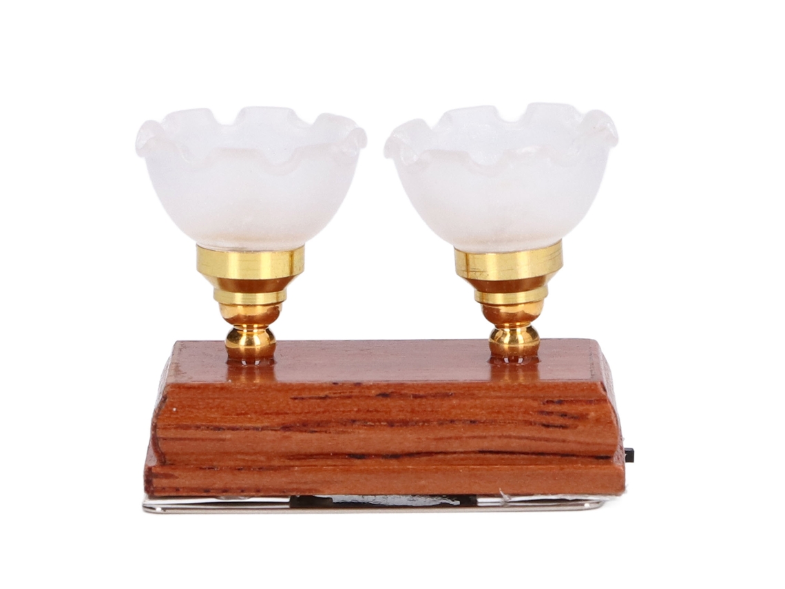 Primerox lustre de Teto para Casa de Bonecas em Escala 1/12 com Led Bateria Duas Cabeças Miniatura