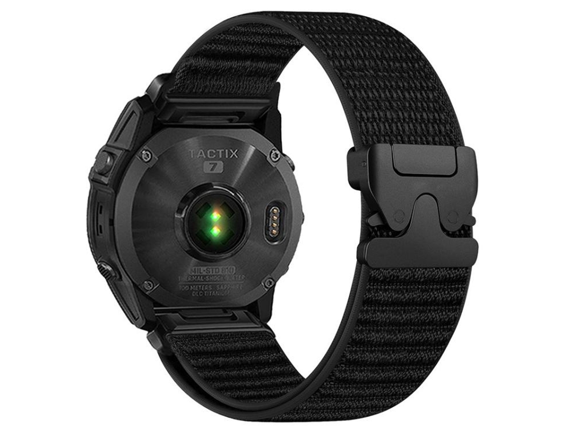 Bracelete para Garmin Nylon trançado padrão de montanha com fivela de paraquedas e ponteiras de metal preta XIAOMOYU (22mm)