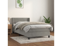 Vidaxl Cama com Molas/colchão 90x190 Cm Veludo Cinza claro