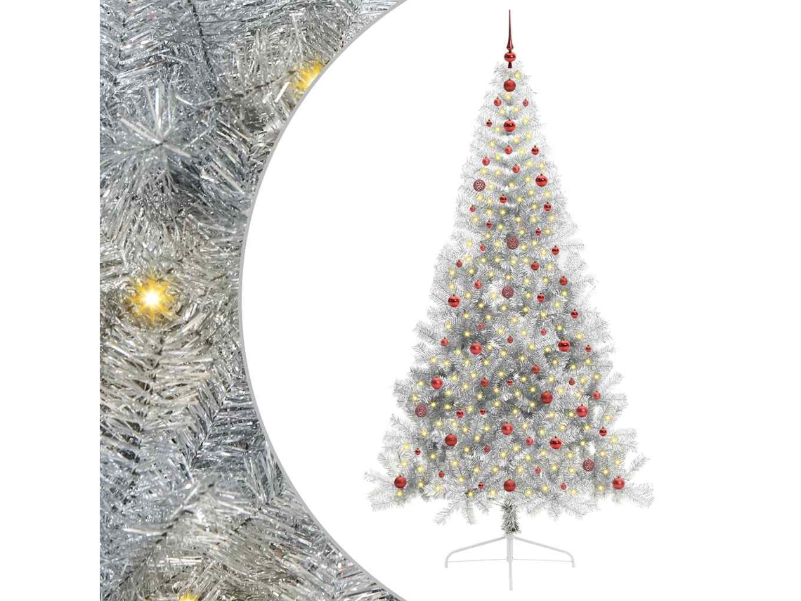 Árvore De Natal Artificial Iluminada Vidaxl Prateado Pvc (240 Cm)