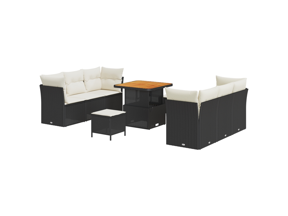 Conjunto De Sofás Para Exterior Vidaxl Preto Vime Pe (80 X 80 X 71 Cm)