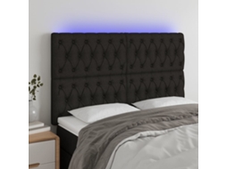 Vidaxl Cabeceira De Cama C/ Luzes Led Tecido 160x7x118/128 Cm Preto