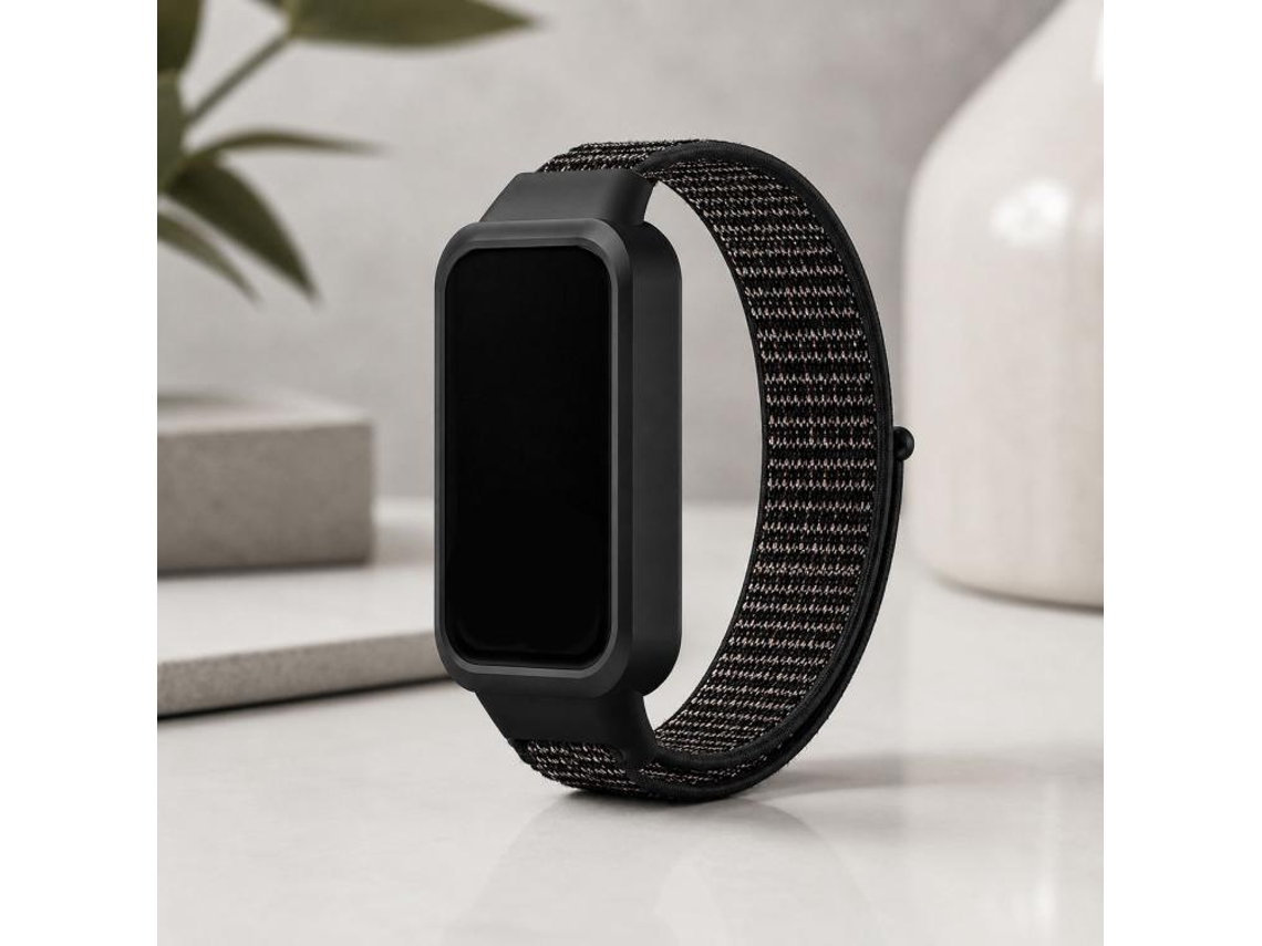 Capa para Xiaomi Smart Band 9 Active ou Redmi Band 3 Plástico Alça de Nylon Preta XIAOMOYU